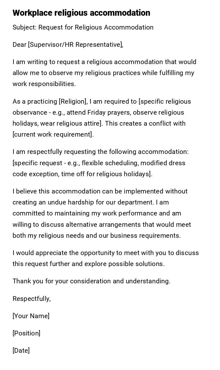 Workplace religious accommodation Workplace religious accommodation