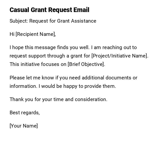 Casual Grant Request Email Casual Grant Request Email