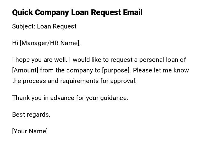 Quick Company Loan Request Email Quick Company Loan Request Email