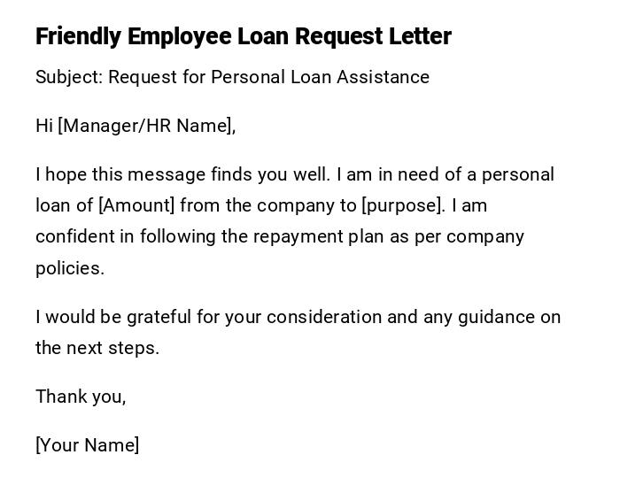 Friendly Employee Loan Request Letter Friendly Employee Loan Request Letter