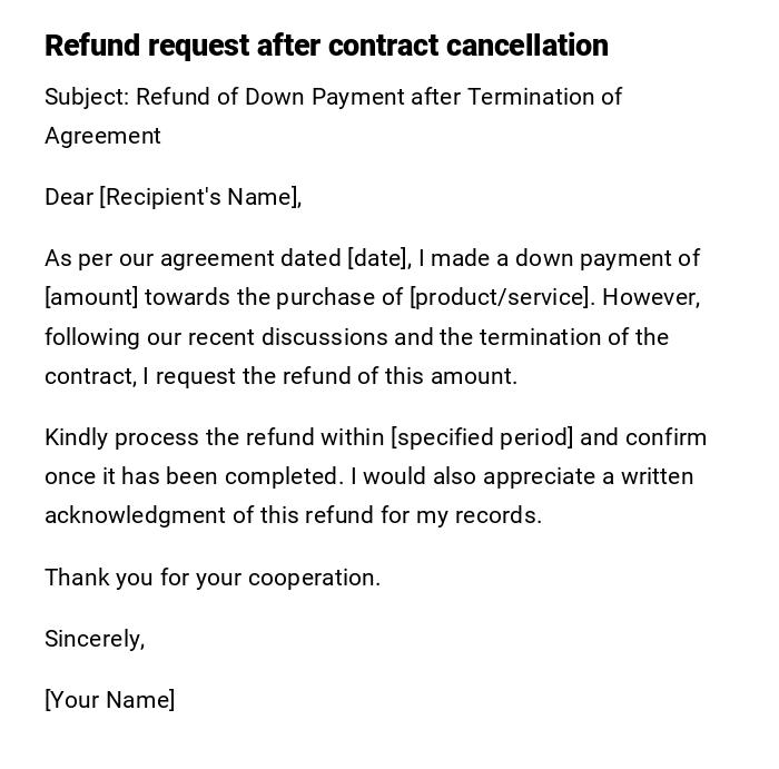 Refund request after contract cancellation Refund request after contract cancellation