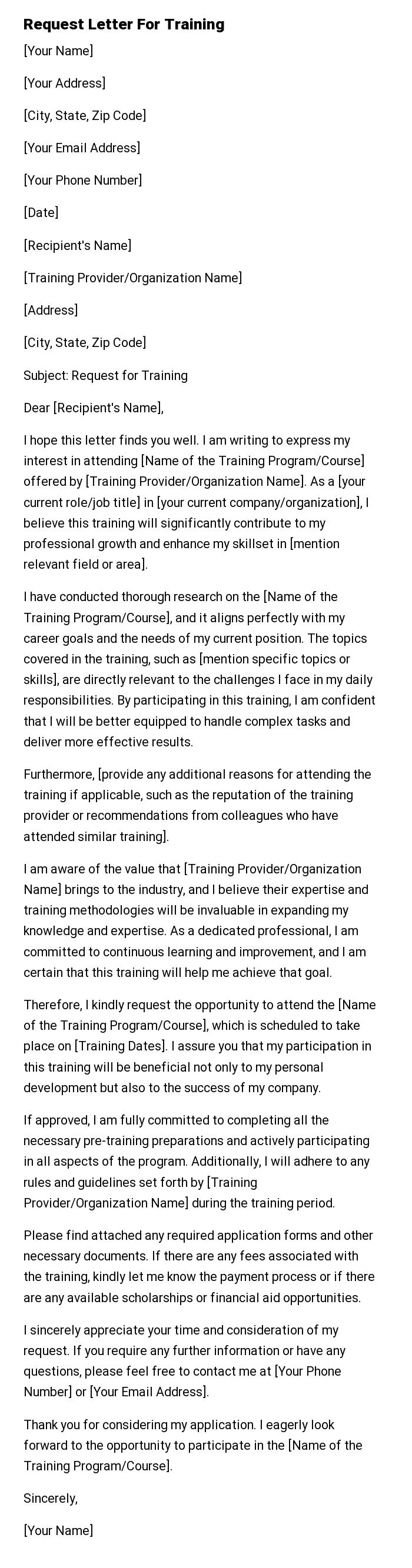Request Letter For Training