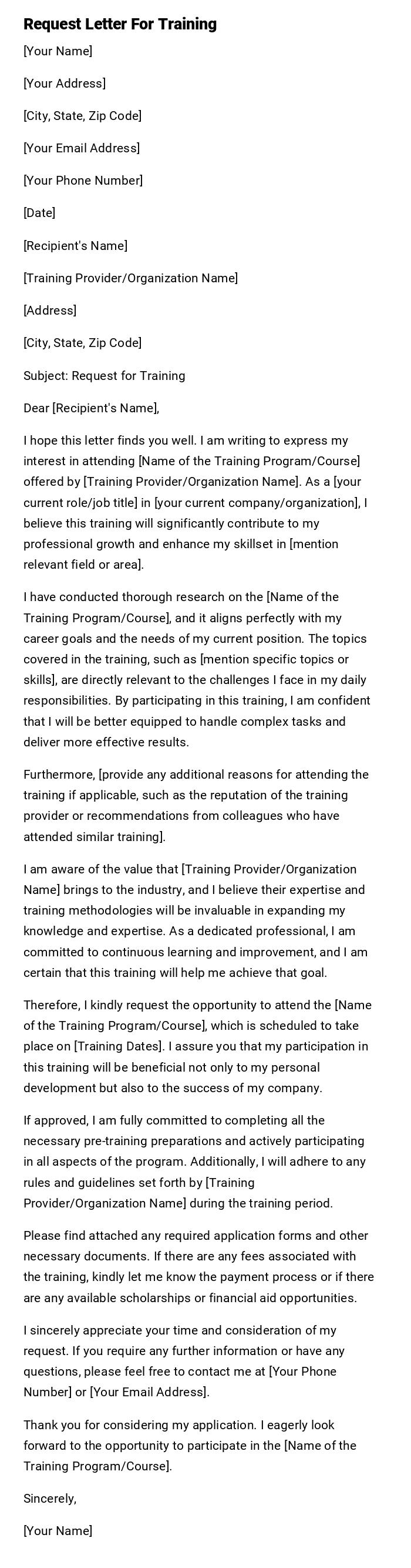 Request Letter For Training Request Letter For Training