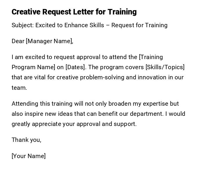 Creative Request Letter for Training Creative Request Letter for Training