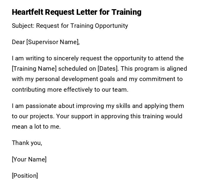Heartfelt Request Letter for Training Heartfelt Request Letter for Training