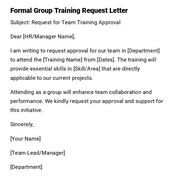 Formal Group Training Request Letter Formal Group Training Request Letter