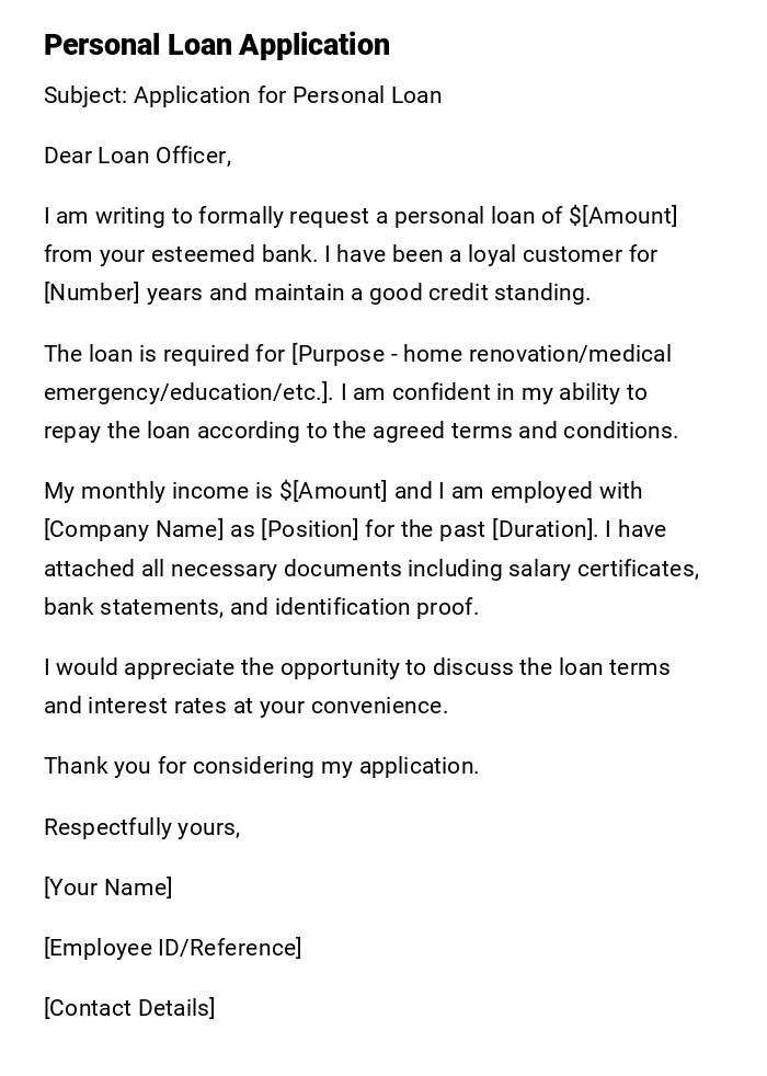Personal Loan Application Personal Loan Application
