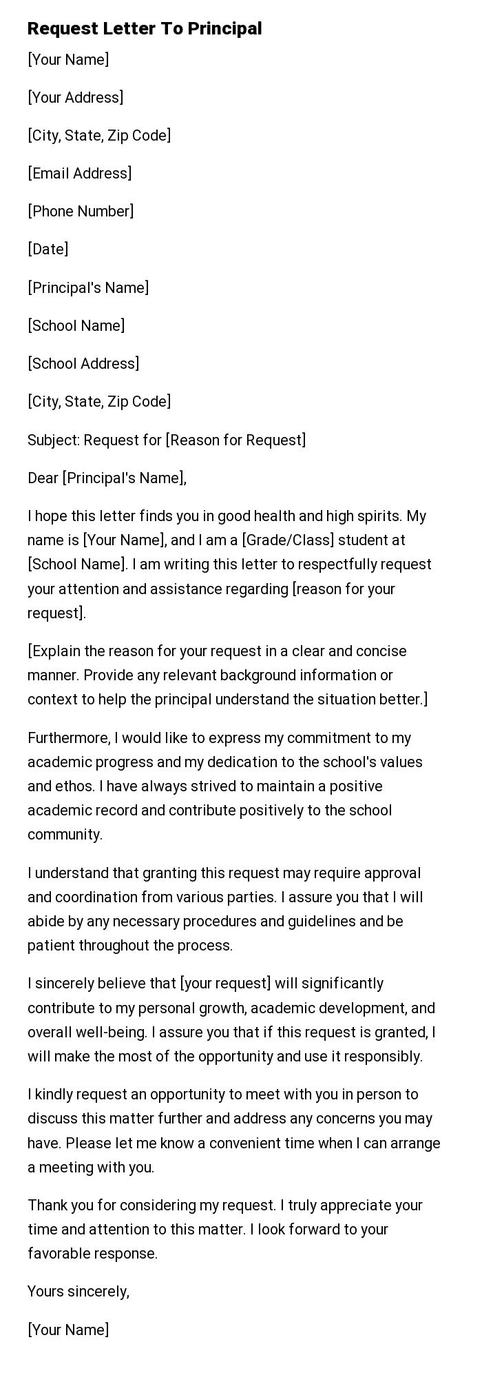 Request Letter To Principal