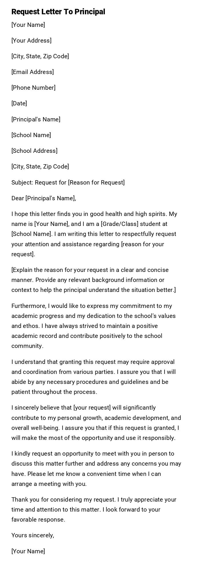 Request Letter To Principal