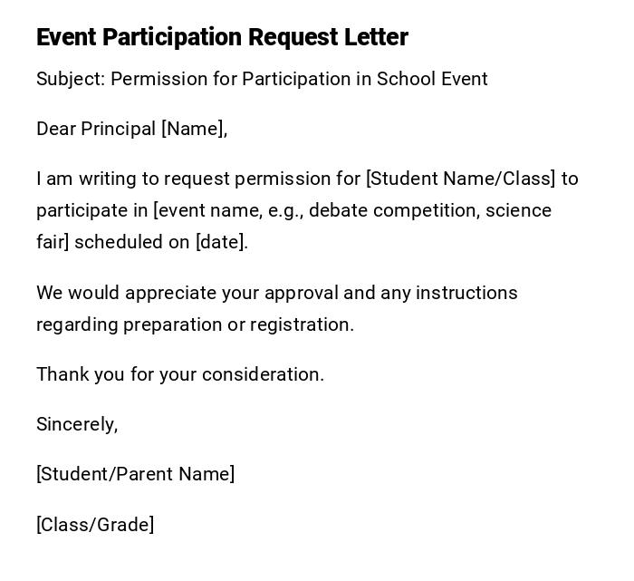 Event Participation Request Letter Event Participation Request Letter