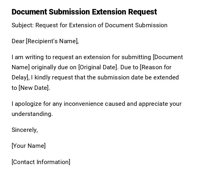 Document Submission Extension Request Document Submission Extension Request