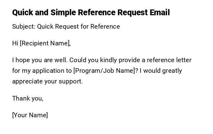 Quick and Simple Reference Request Email Quick and Simple Reference Request Email