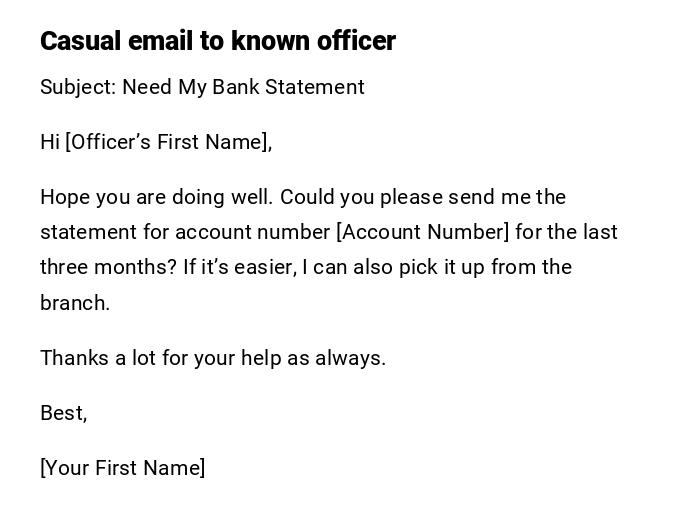 Casual email to known officer Casual email to known officer