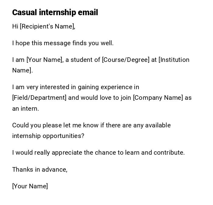 Casual internship email Casual internship email