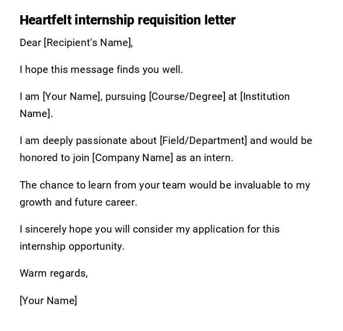 Heartfelt internship requisition letter Heartfelt internship requisition letter