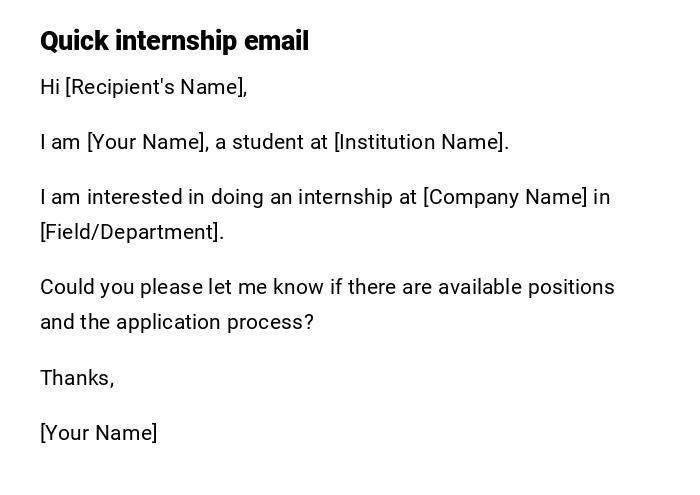 Quick internship email Quick internship email