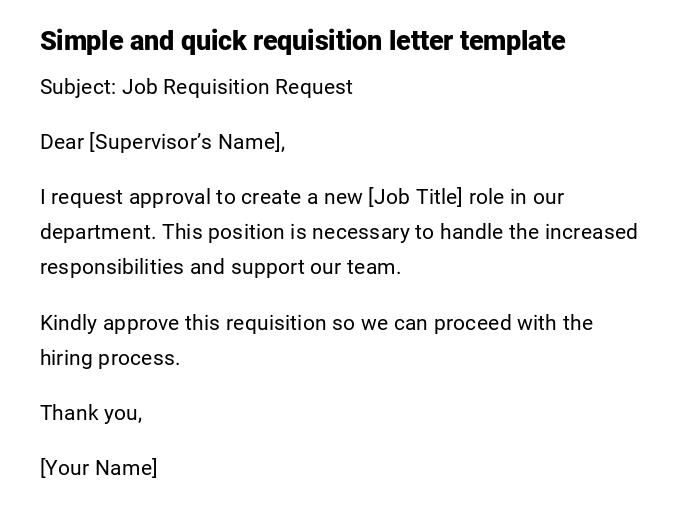 Simple and quick requisition letter template Simple and quick requisition letter template