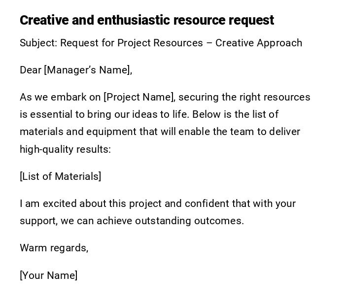 Creative and enthusiastic resource request Creative and enthusiastic resource request