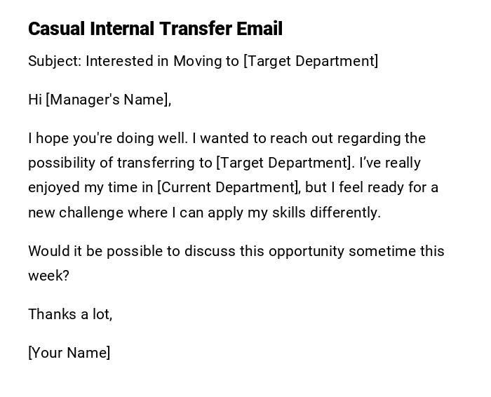 Casual Internal Transfer Email Casual Internal Transfer Email
