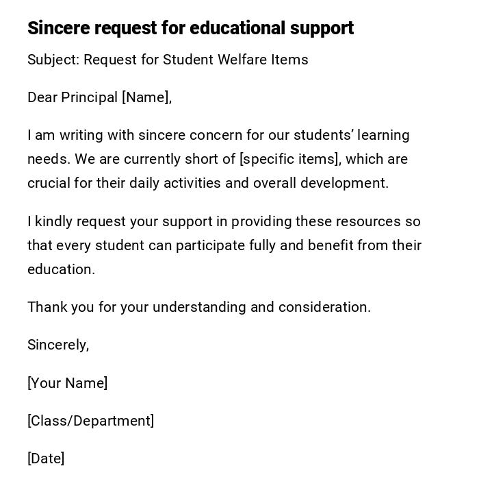 Sincere request for educational support Sincere request for educational support
