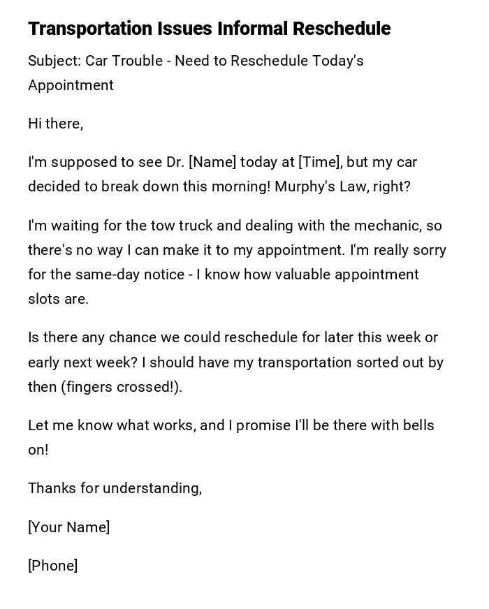 Transportation Issues Informal Reschedule Transportation Issues Informal Reschedule