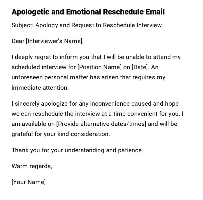 Apologetic and Emotional Reschedule Email Apologetic and Emotional Reschedule Email