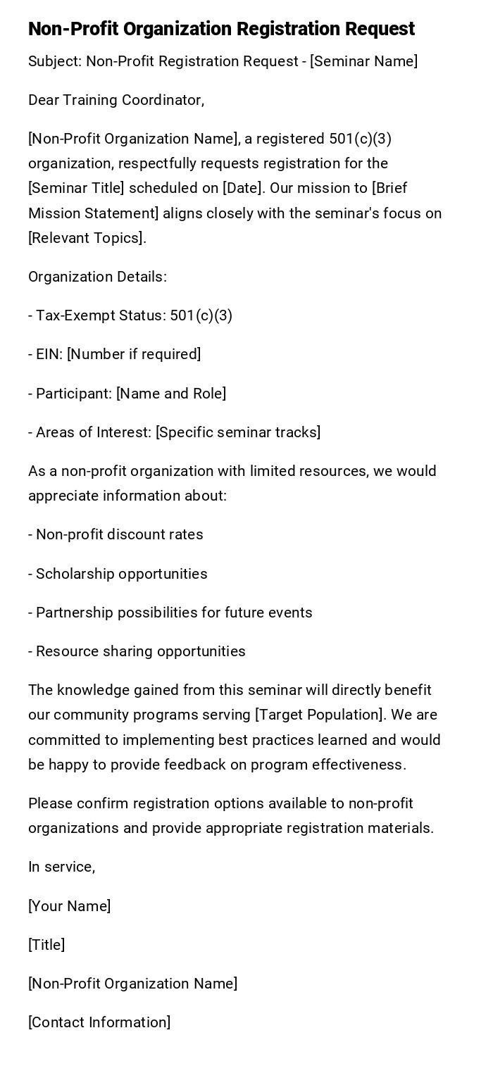 Non-Profit Organization Registration Request Non-Profit Organization Registration Request