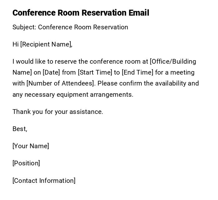 Conference Room Reservation Email Conference Room Reservation Email