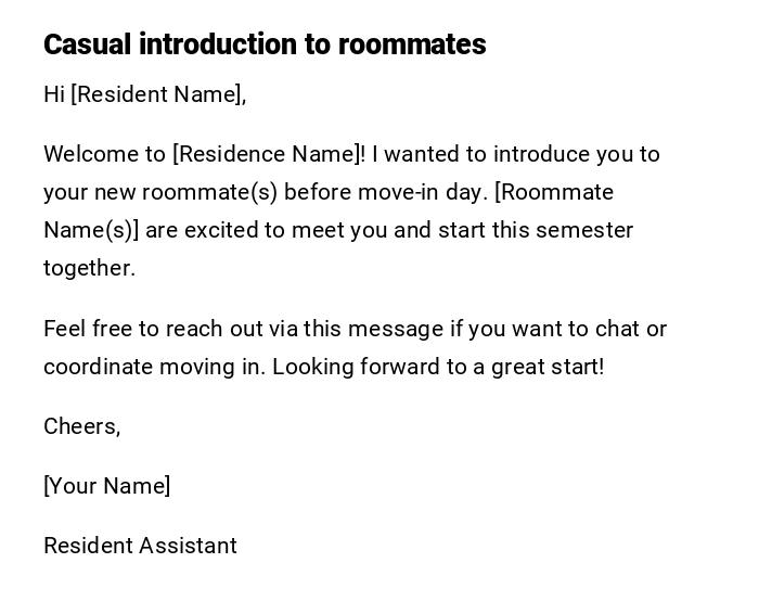 Casual introduction to roommates Casual introduction to roommates