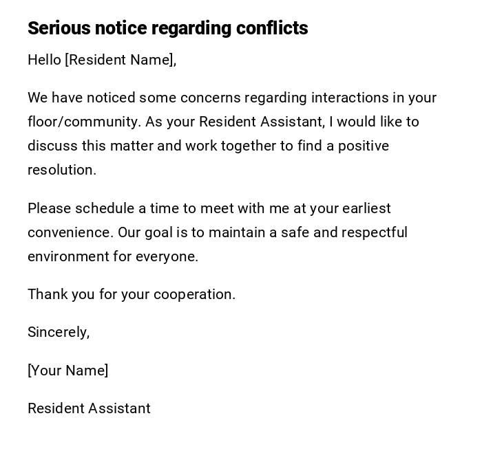 Serious notice regarding conflicts Serious notice regarding conflicts