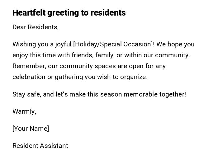 Heartfelt greeting to residents Heartfelt greeting to residents