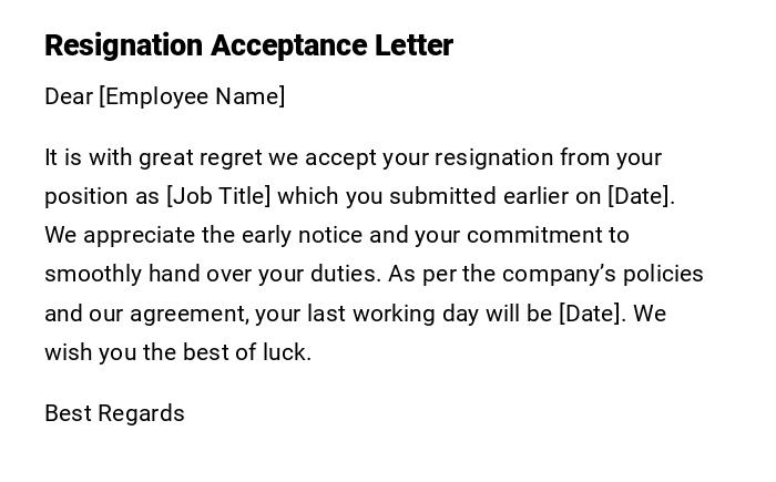 Resignation Acceptance Letter