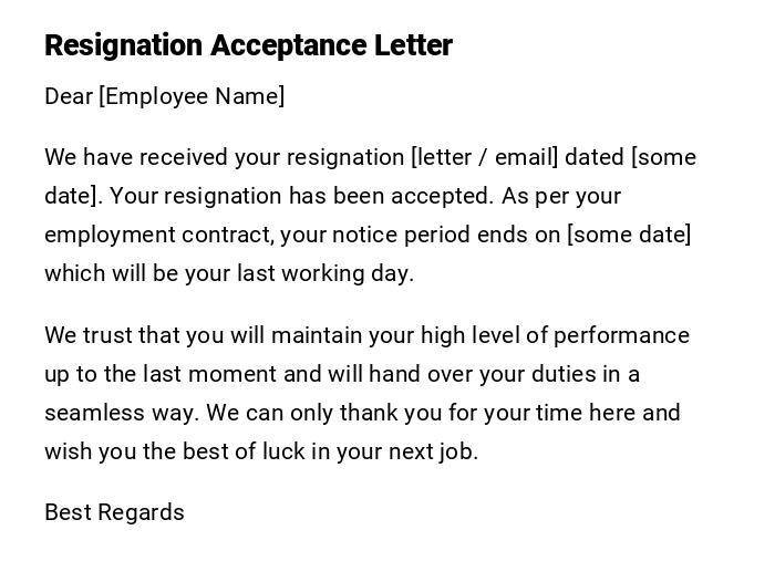 Resignation Acceptance Letter