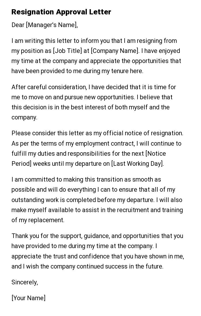 Resignation Approval Letter