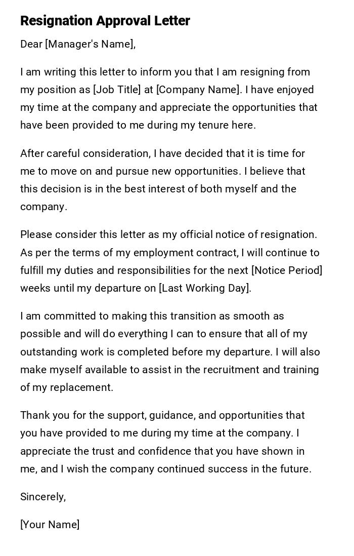 Resignation Approval Letter