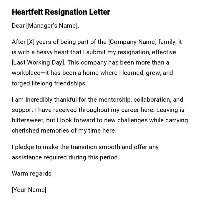 Heartfelt Resignation Letter