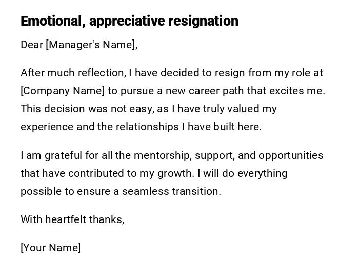 Emotional, appreciative resignation