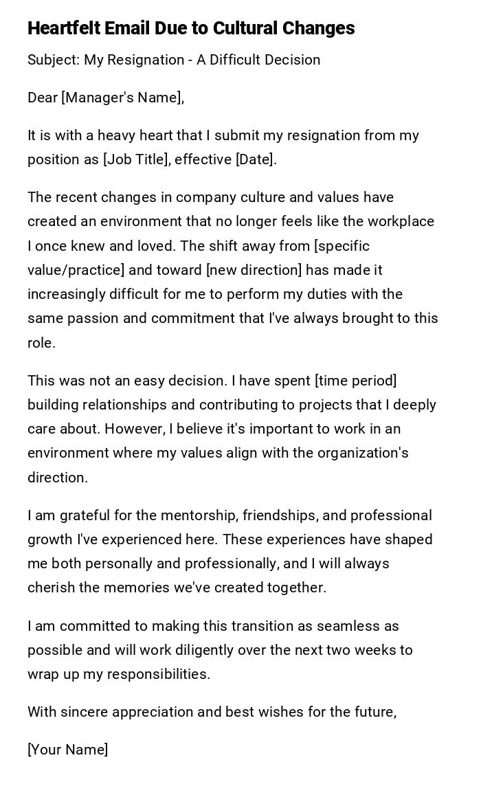 Heartfelt Email Due to Cultural Changes Heartfelt Email Due to Cultural Changes