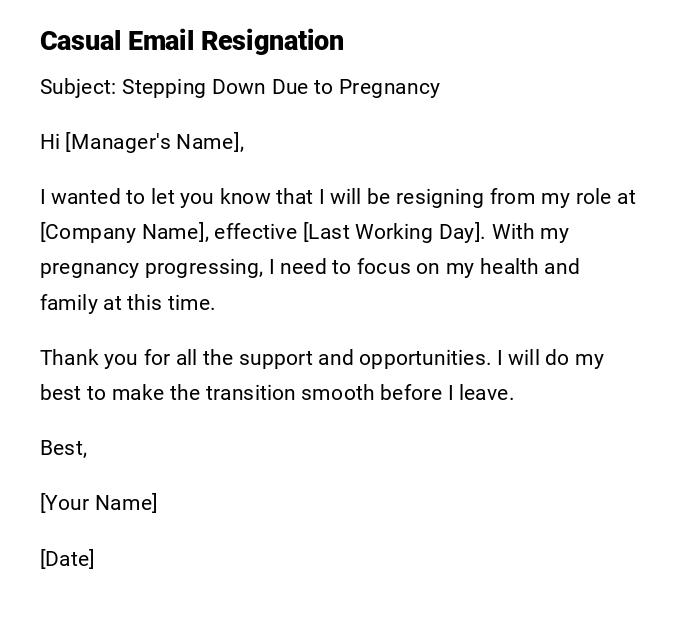 Casual Email Resignation Casual Email Resignation