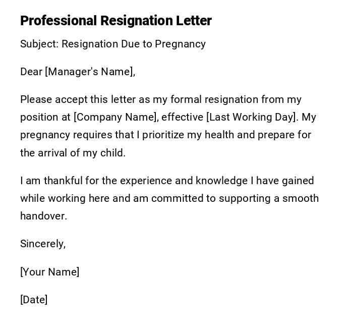 Professional Resignation Letter Professional Resignation Letter