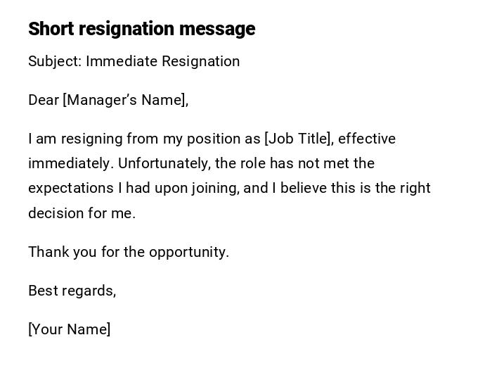 Short resignation message