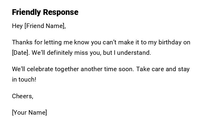 Friendly Response Friendly Response