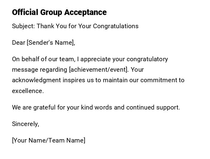 Official Group Acceptance Official Group Acceptance