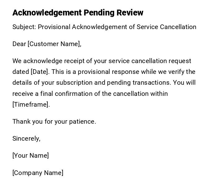 Acknowledgement Pending Review Acknowledgement Pending Review