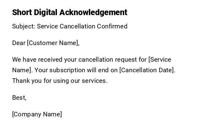 Short Digital Acknowledgement Short Digital Acknowledgement