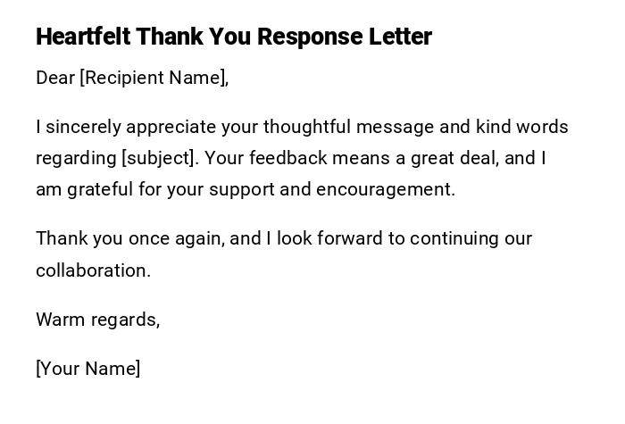 Heartfelt Thank You Response Letter Heartfelt Thank You Response Letter