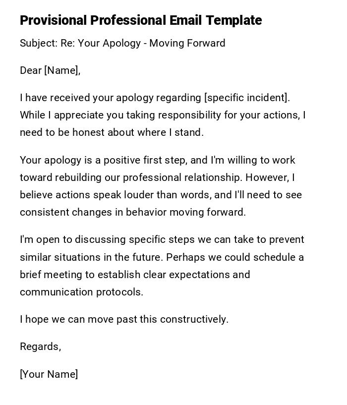 Provisional Professional Email Template Provisional Professional Email Template