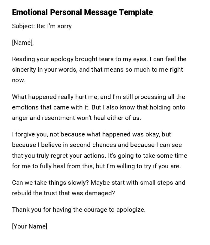 Emotional Personal Message Template Emotional Personal Message Template