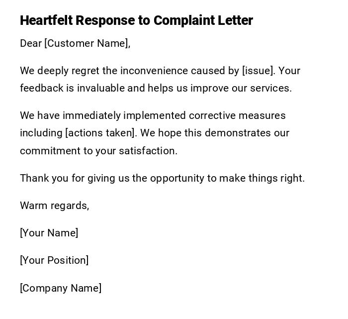 Heartfelt Response to Complaint Letter