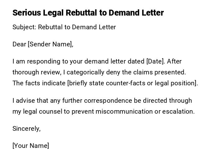 Serious Legal Rebuttal to Demand Letter Serious Legal Rebuttal to Demand Letter